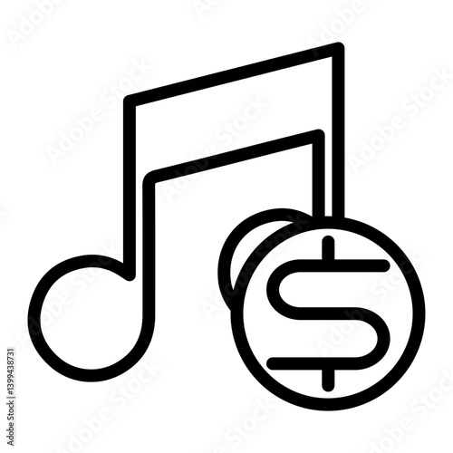 Music Royalties Vector Line Icon Design