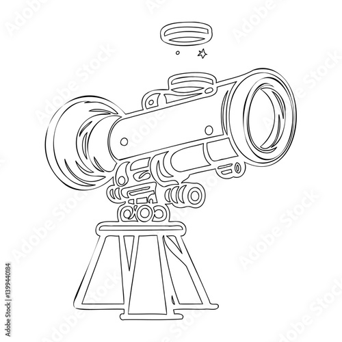 Outline of a Comic Celestial Telescope on Stand