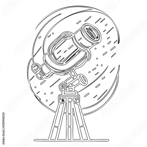 Telescope line art for celestial exploration