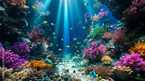 Wallpaper Mural Vibrant coral reef teeming with colorful fish, bathed in sunlight (1) Torontodigital.ca