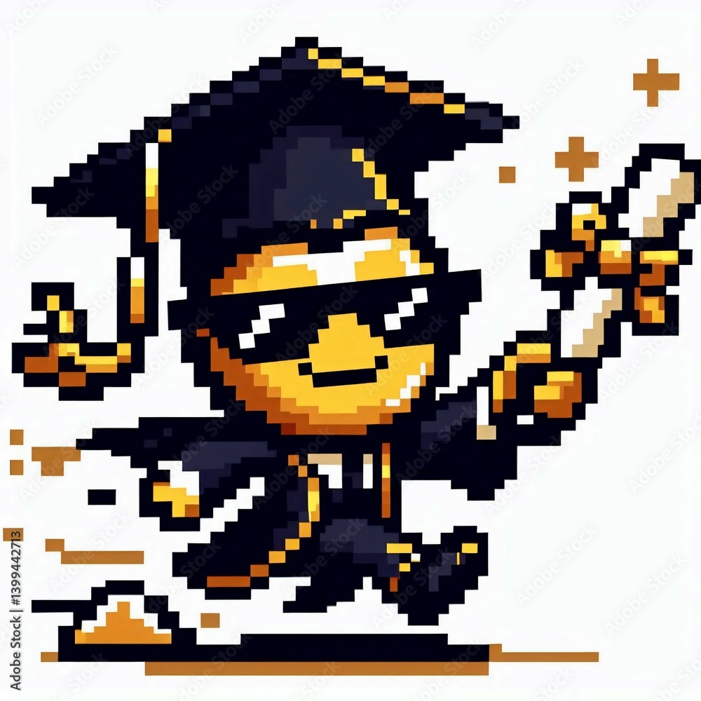 Fototapeta premium Pixel Art Graduate Dynamic Design Suitable for Creative Presentation
