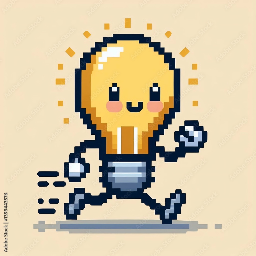 Obraz premium Pixel Art Lightbulb A Bright Idea Suitable for Modern Decor