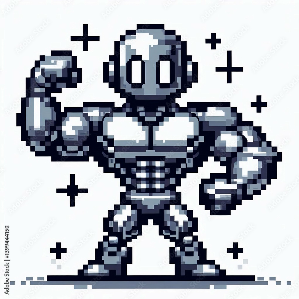 Fototapeta premium Pixel Art The Strong Robot suitable for modern decor