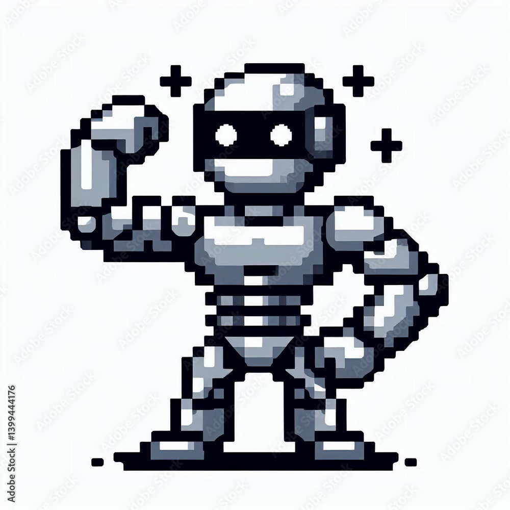 Fototapeta premium Here are a few title options for your pixel art robot all under 100 characters and suitable for an a