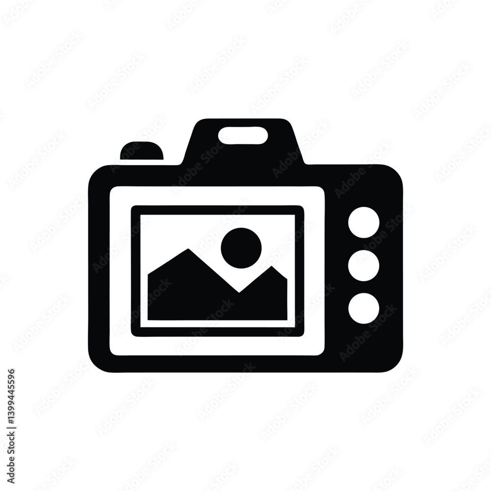 Camera Icon with Mountain Viewfinder Simple Black Design on Transparent Camera Icon with Mountain Viewfinder Simple Black Design on Transparent