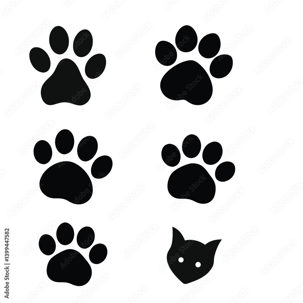 Fototapeta premium Paw silhouette art illustration.