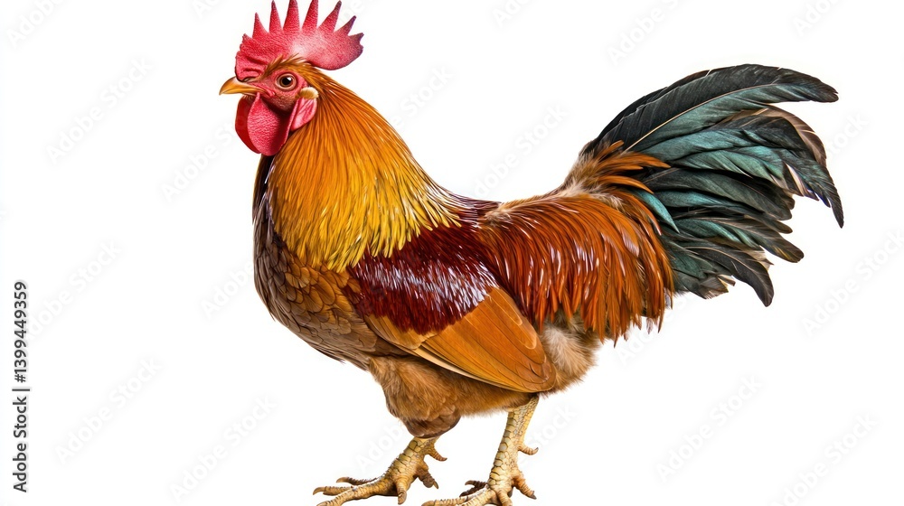 Fototapeta premium Rooster profile against white background