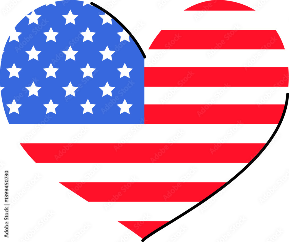 Heart Shape with American Flag Design Heart Shape with American Flag Design