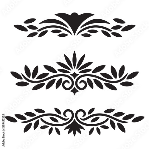 Vector Black silhouettes file of horizontal elements decoration design. with white background