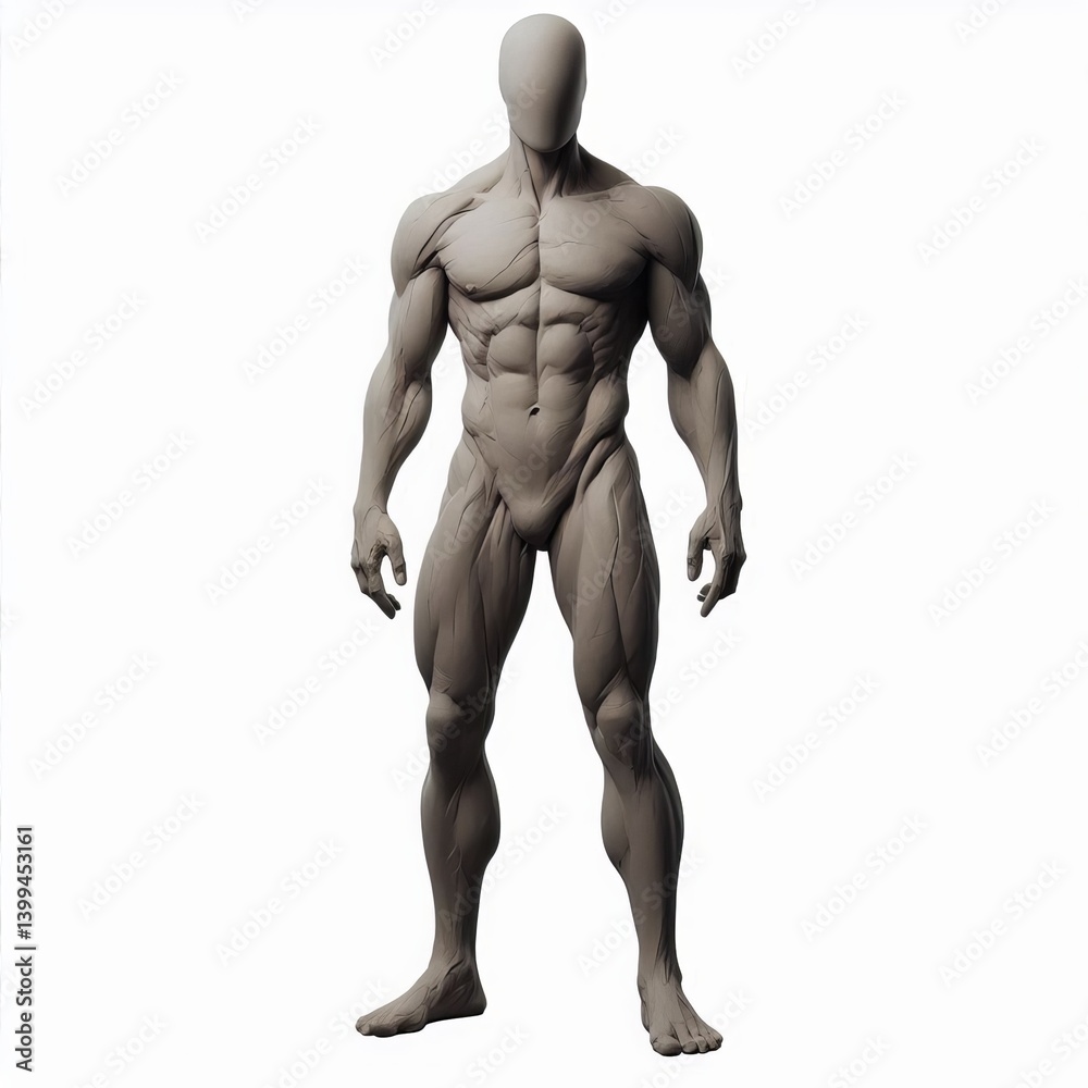 3d rendered illustration of a faceless human clay body on white background 3d rendered illustration of a faceless human clay body on white background