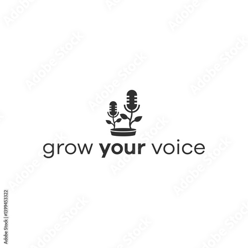dual meaning grow your voice logo vector