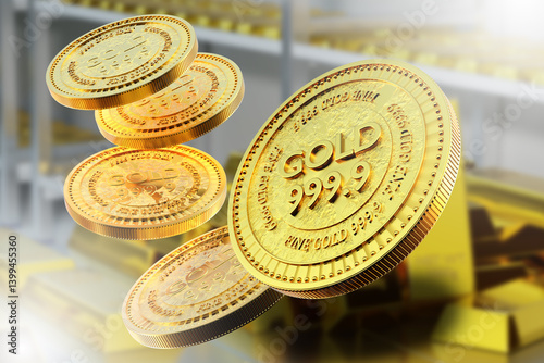Shiny gold investment coins...