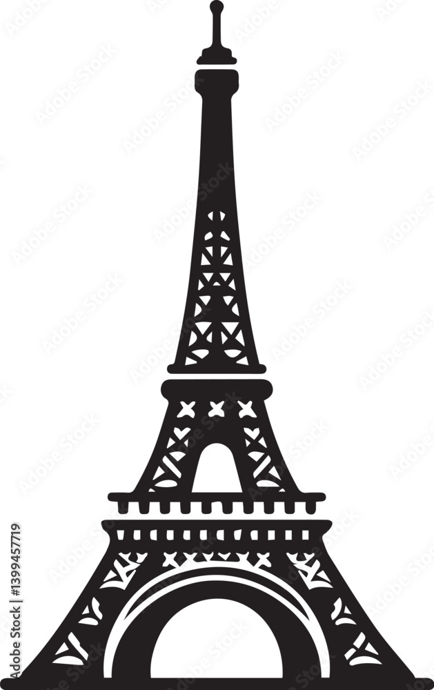 Obraz premium Eiffel tower black and white vector