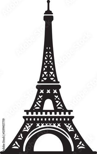 Eiffel tower black and white vector