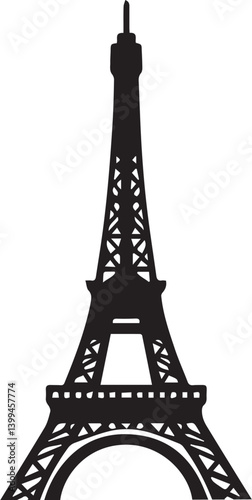 Eiffel tower black and white vector