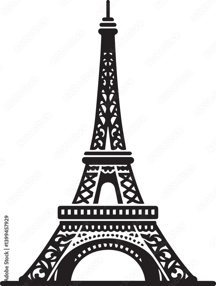 Obraz premium Eiffel tower black and white vector