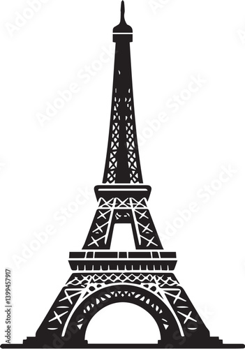 Eiffel tower black and white vector