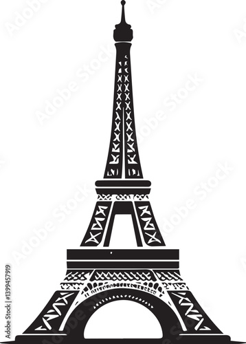Eiffel tower black and white vector