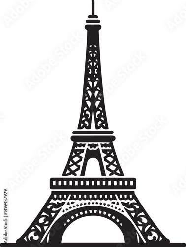 Eiffel tower black and white vector