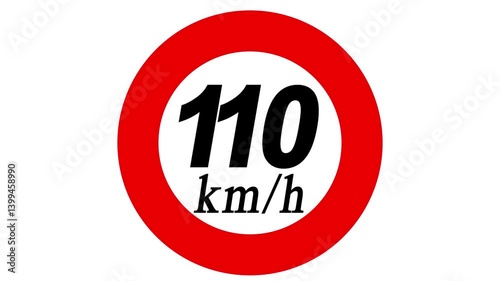 Wallpaper Mural Maximum speed limit sign 110 km/h. Isolated road sign icon and white background. Torontodigital.ca