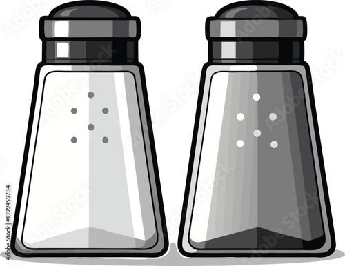 Delicious food vector artwork illustration of salt and pepper shakers