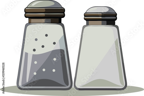 Delicious food vector artwork illustration of salt and pepper shakers