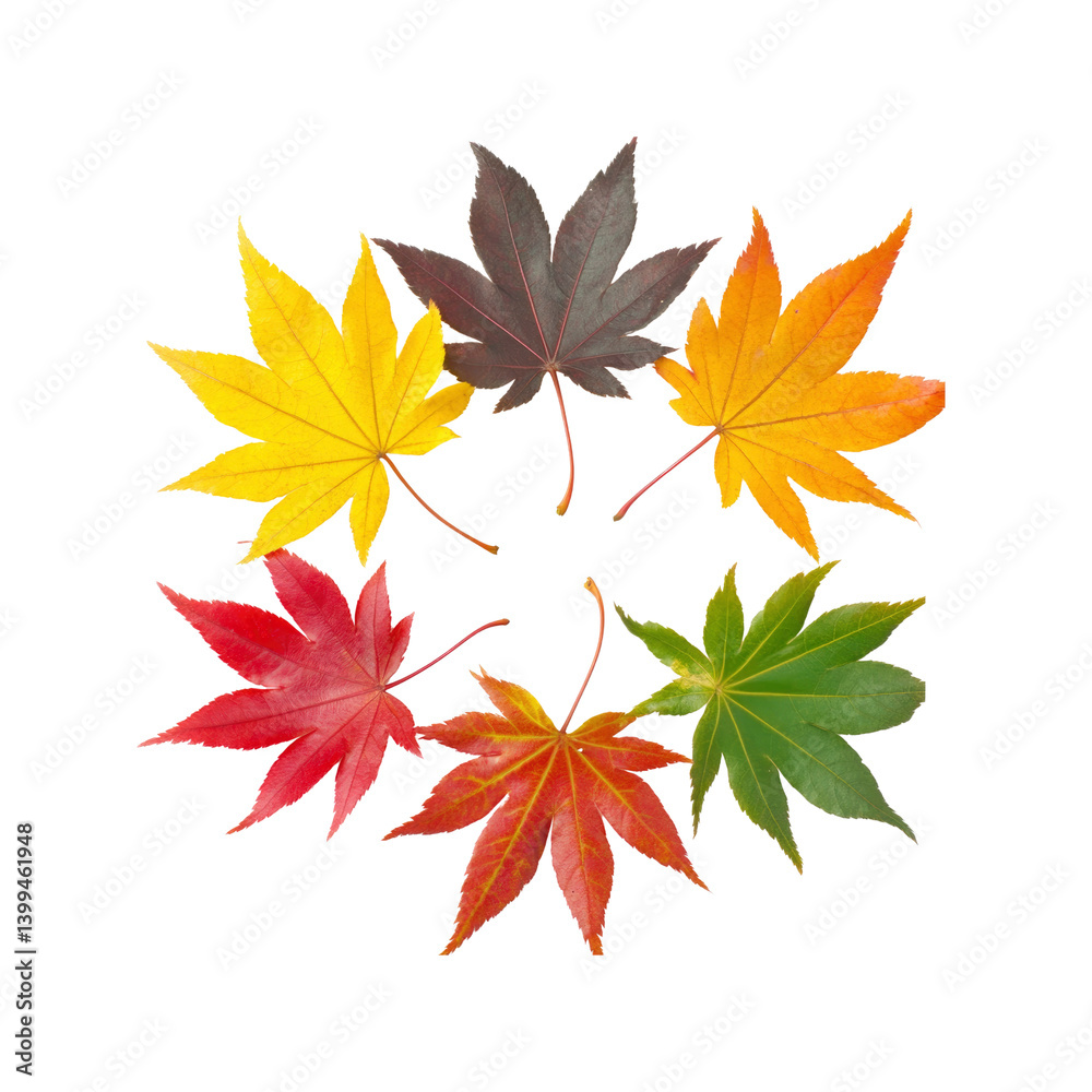 Autumn Maple Leaves Circle - Colorful Fall Foliage Arrangement Autumn Maple Leaves Circle - Colorful Fall Foliage Arrangement