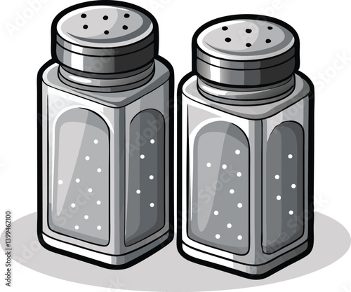 Delicious food vector artwork illustration of salt and pepper shakers