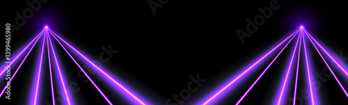 Obraz na płótnie Purple laser beams, concert or nightclub spotlights light effect. Lasers in motion, abstract perspective background. Vector illustration. w salonie