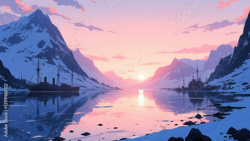 anime wallpaper viking environment illustration background