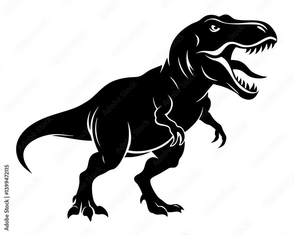 Fototapeta premium T-Rex Dinosaur Vector Silhouettes & SVG Icon, Dinosaur SVG Vector Design
