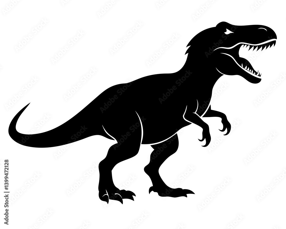 Obraz premium T-Rex Dinosaur Vector Silhouettes & SVG Icon, Dinosaur SVG Vector Design