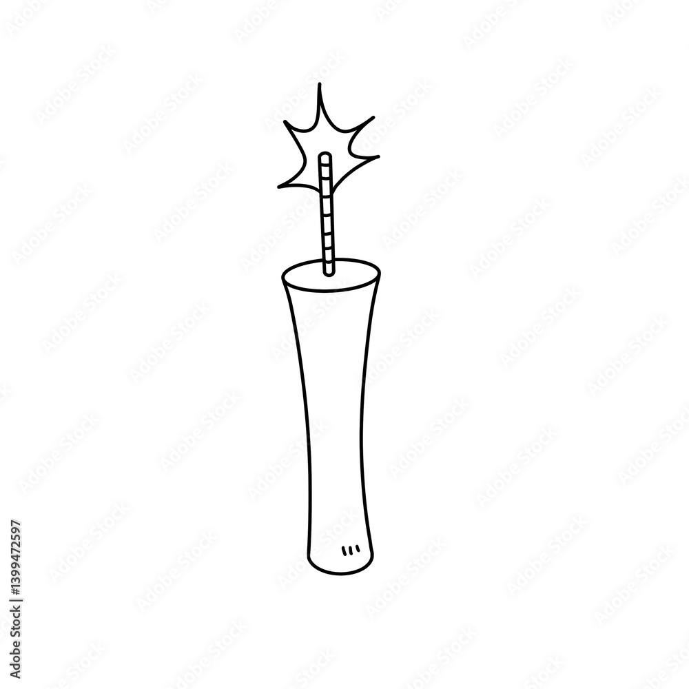 A cartoon drawing of a firework with a straw sticking out of it A cartoon drawing of a firework with a straw sticking out of it