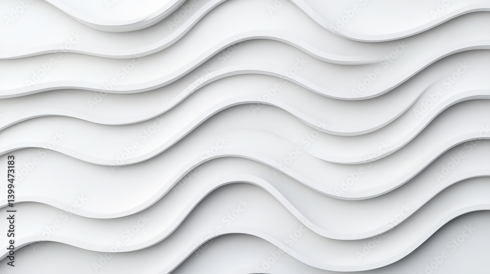 Obraz premium Elegant Abstract Waves, A Minimalist Geometric Design with Soft Curves on a White Background Perfect for Modern Aesthetic.
