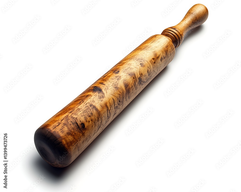 Wood Rolling Pin Isolated Wood Rolling Pin Isolated