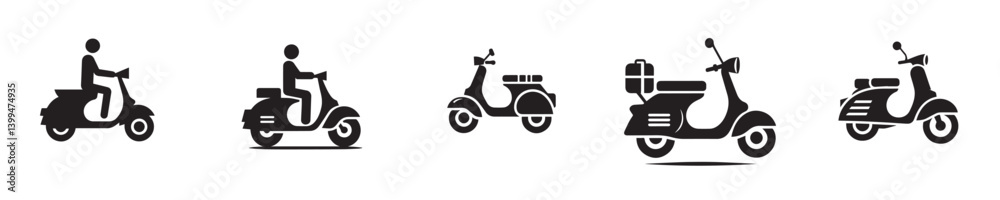 Obraz premium set of scooter silhouette icon vectors