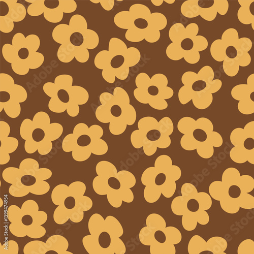 seamless pattern with vintage vector groovy flowers. modern elements. stylized flowers silhouettes. abstract art for surface design, textile, stationery, wrapping paper and covers