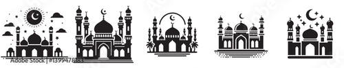 vector set of mosque silhouettes
