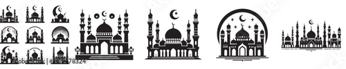 vector set of mosque silhouettes