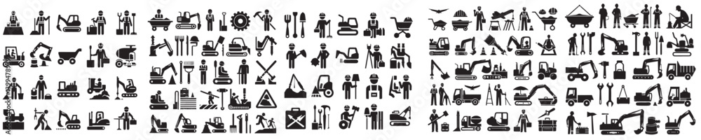 Fototapeta premium building construction equipment vector set