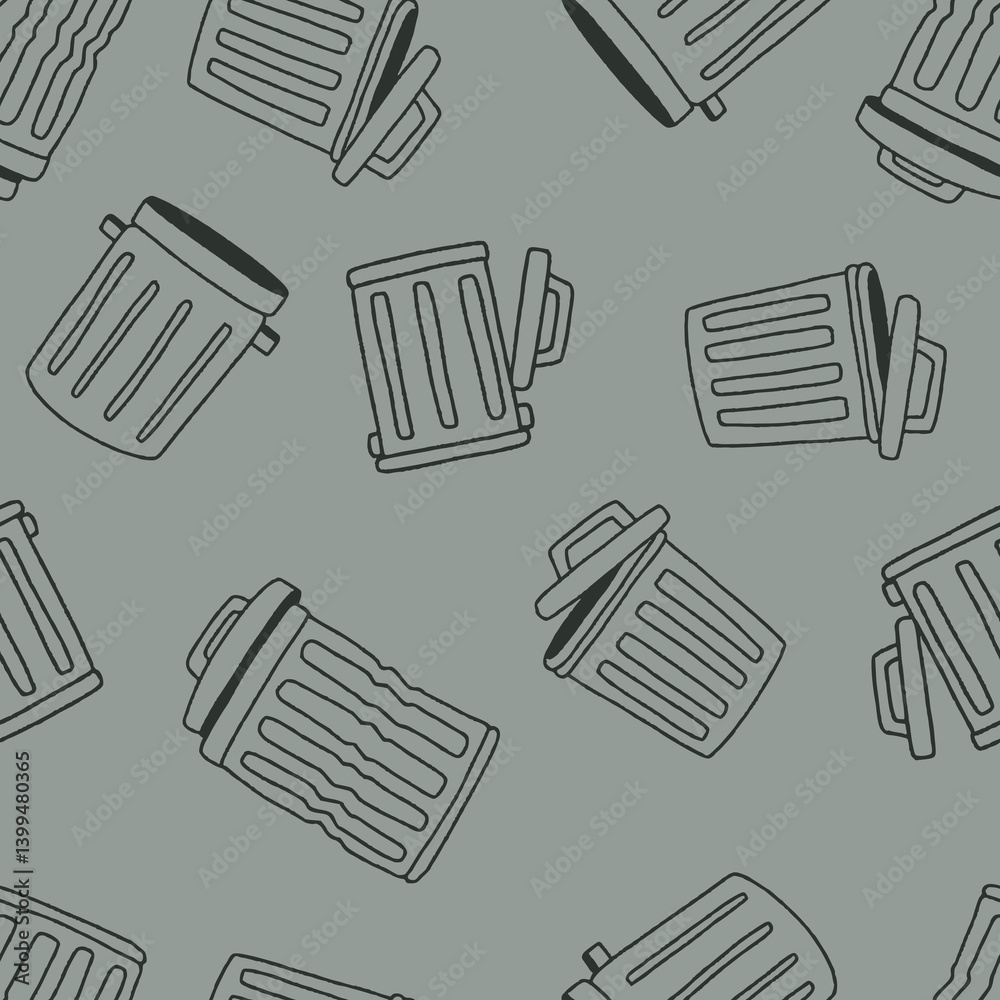 Outline Trash Can Vector Seamless Pattern Background for Surface Print Fabric Fashion Wrapping Outline Trash Can Vector Seamless Pattern Background for Surface Print Fabric Fashion Wrapping