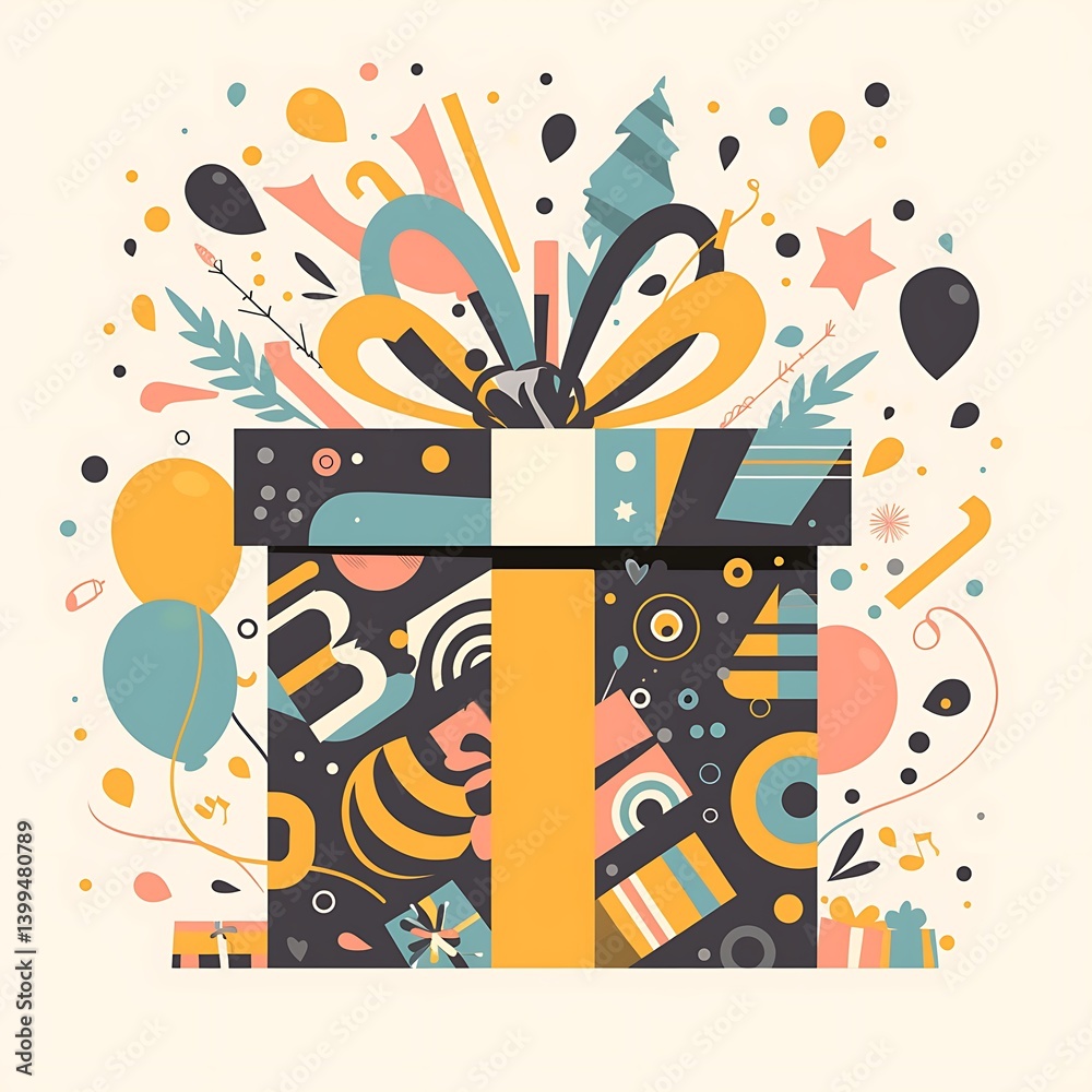 Fototapeta premium Festive Gift Box Illustration
