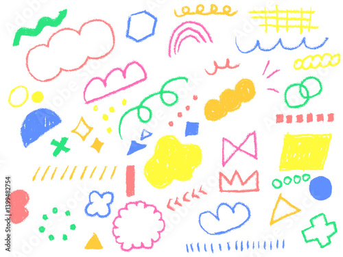 手描きあしらセット　幾何学模様　クレヨン