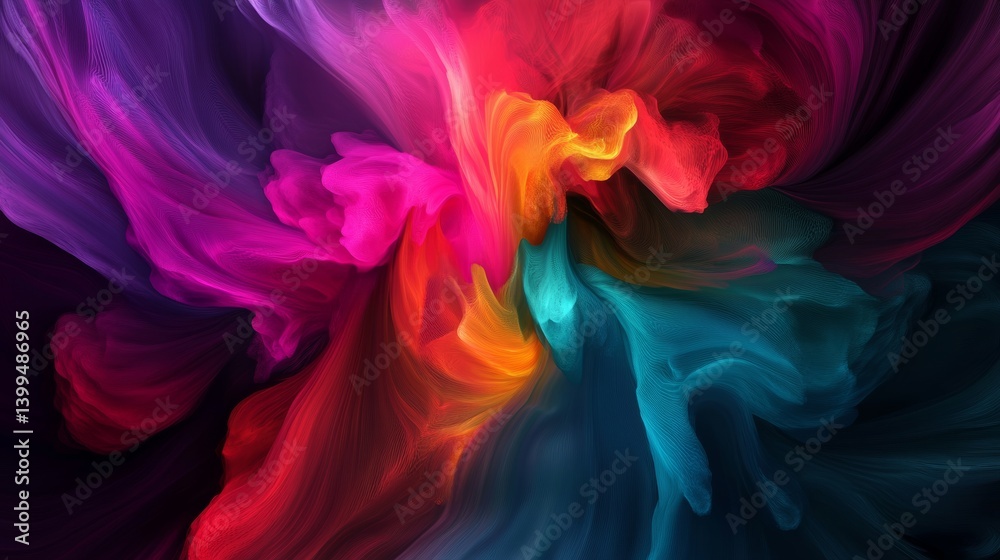 Fototapeta premium A digital fractal explosion of colorful abstract patterns, glowing with intensity,