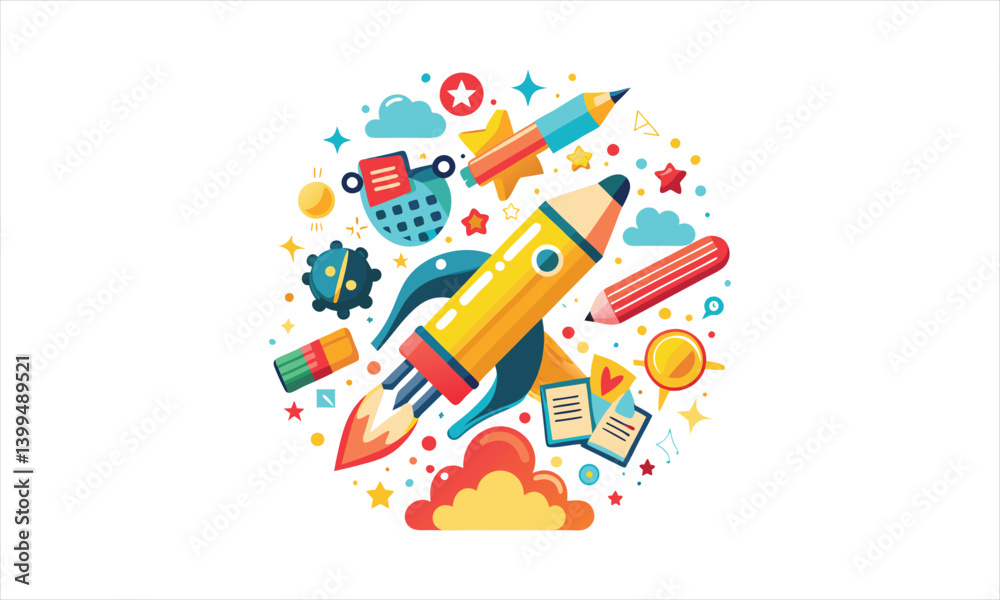 Rocket Pencil Learning Creative Design Rocket Pencil Learning Creative Design