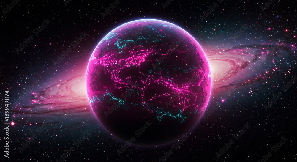 Fototapeta premium Crimson Nebula's Embrace AI Generated