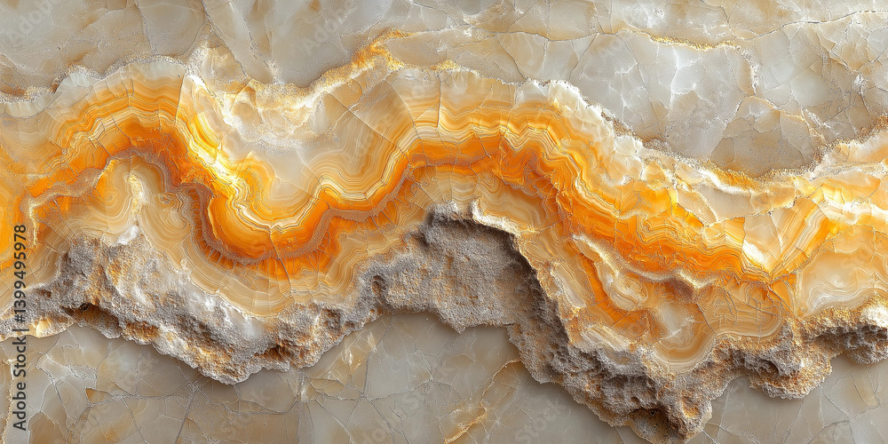 Fototapeta premium High-resolution close-up image of honey onyx slab with intricate veining and textured surface