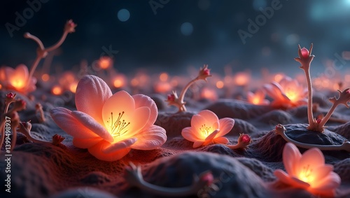 Glowing Flowers  Illuminated Flora  Fantasy Night Bloom
