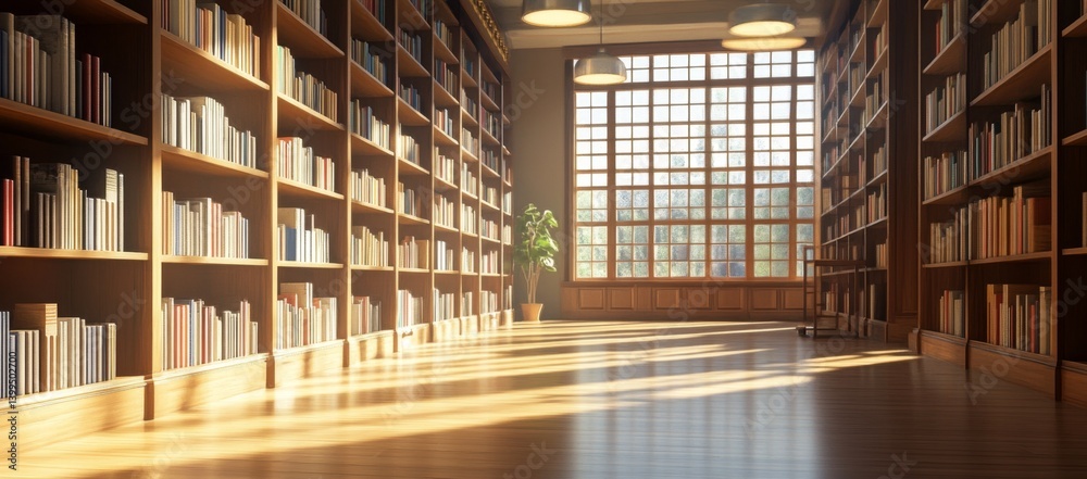 Spacious Library Filled with Books Spacious Library Filled with Books