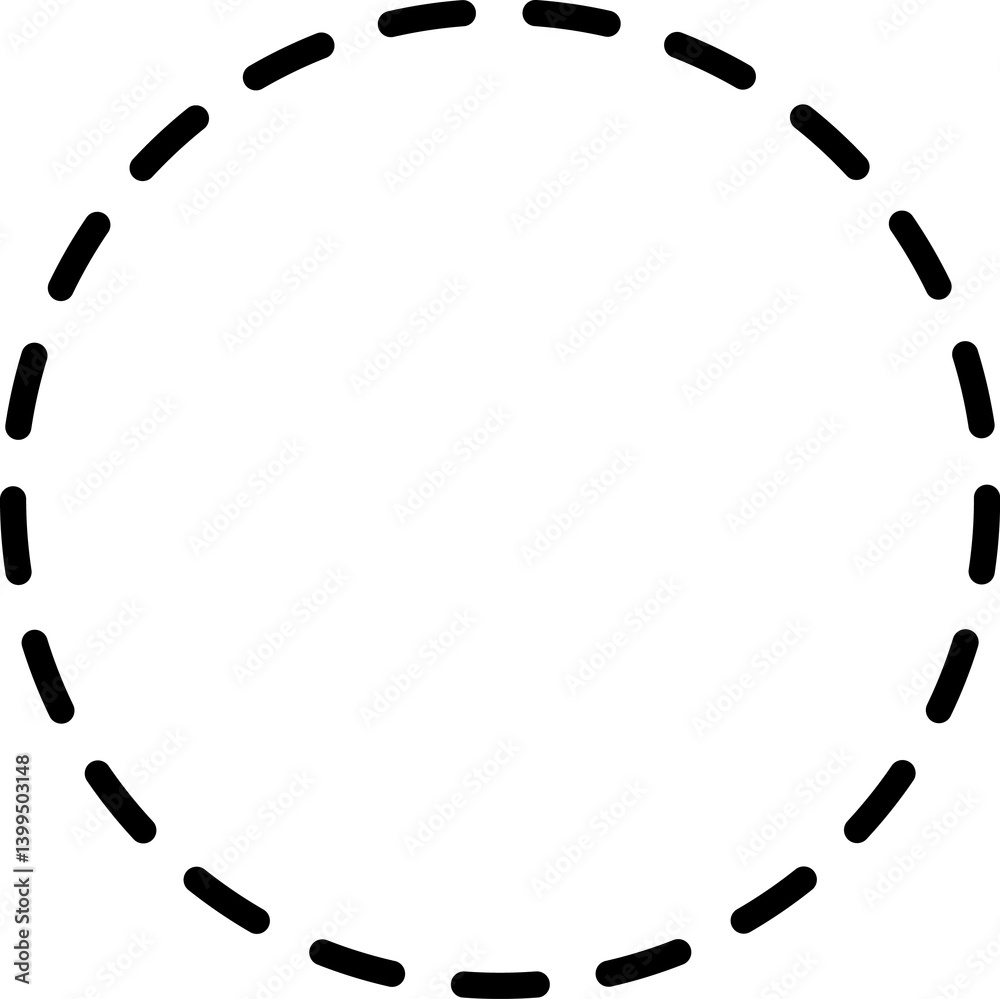 Dotted line circle frame. Dashed outline design of border. Icon of cut frame. Dash line shapes Dotted line circle frame. Dashed outline design of border. Icon of cut frame. Dash line shapes